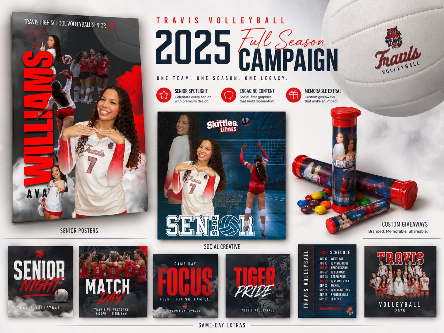 Travis Volleyball 2025 full season campaign board