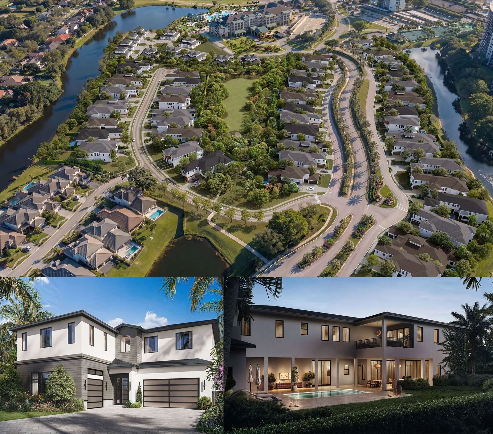 Aerial rendering of The Grove community