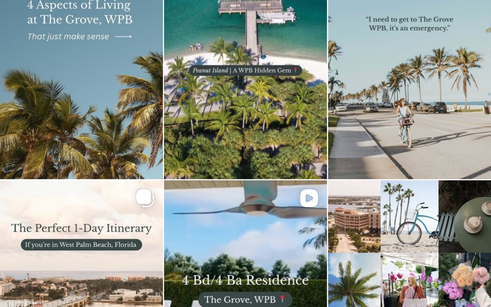 Social content grid for The Grove, WPB